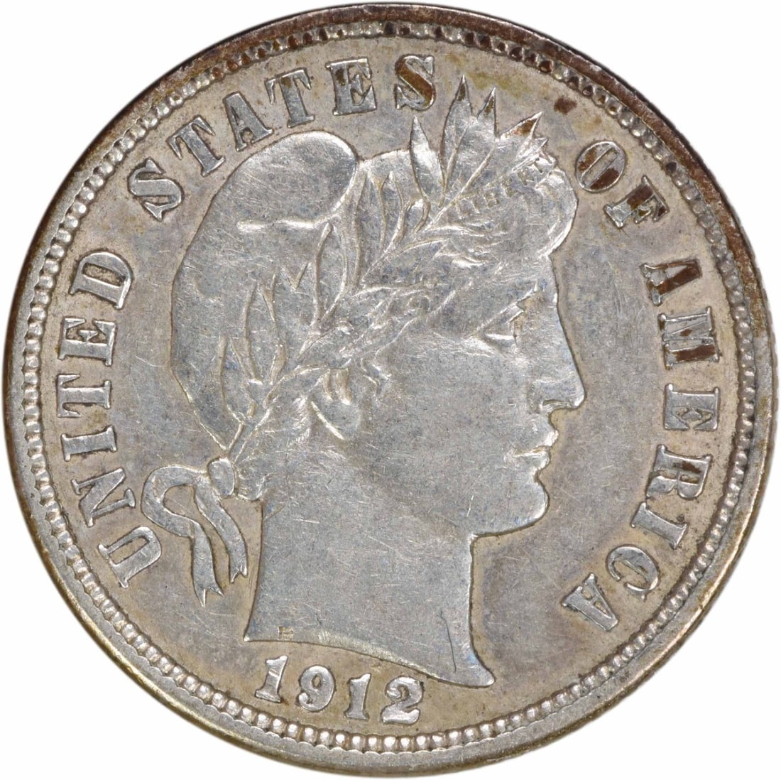 1912-D Barber Silver Dime AU Uncertified 10C 90% Silver: 1912-D Barber Silver Dime AU Uncertified 10C 90% Silver This 1912-D Barber Silver Dime is a remarkable piece of numismatic history. Minted in Denver, this coin features the iconic Barber design by Cha