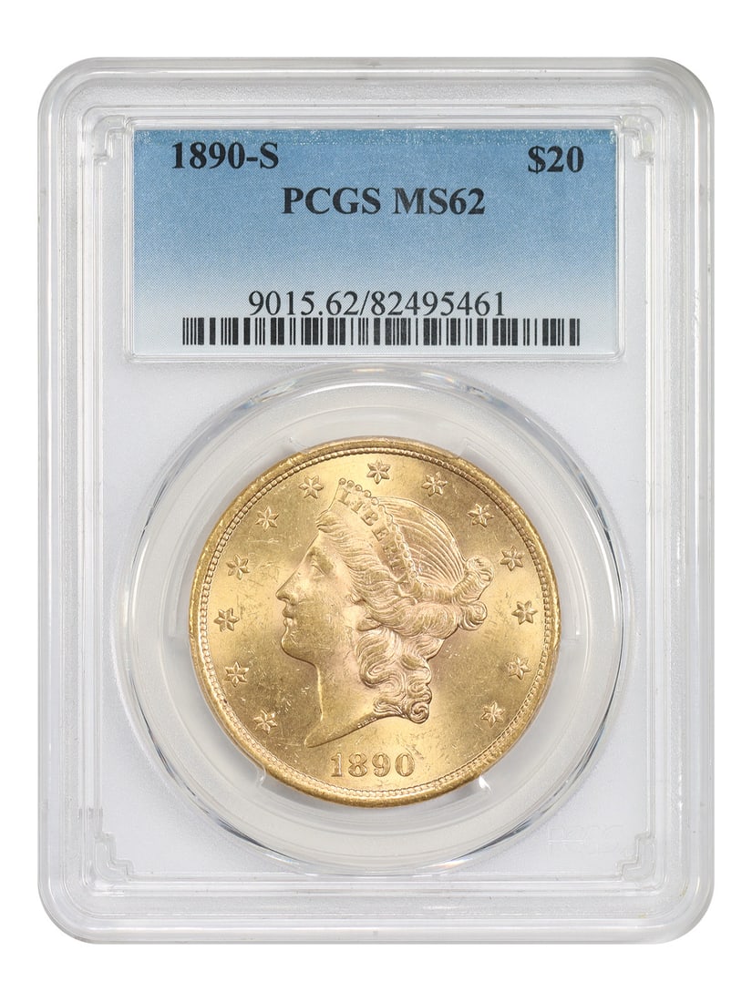 PCGS MS62 1890-S Liberty Head $20 Gold Coin (1 of 4)
