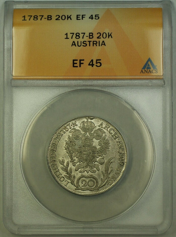 1787 Austria 20 Kreuzer Silver ANACS XF 45 Certified Coin (1 of 2)