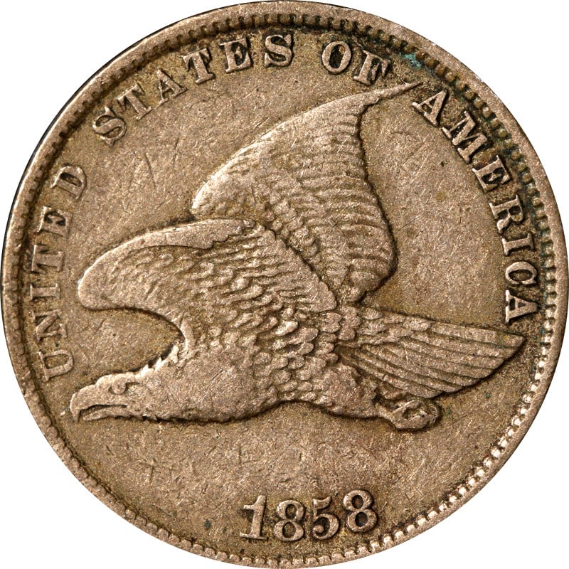 1858 Small Letters Copper Flying Eagle One Cent United States Coin (1 of 2)