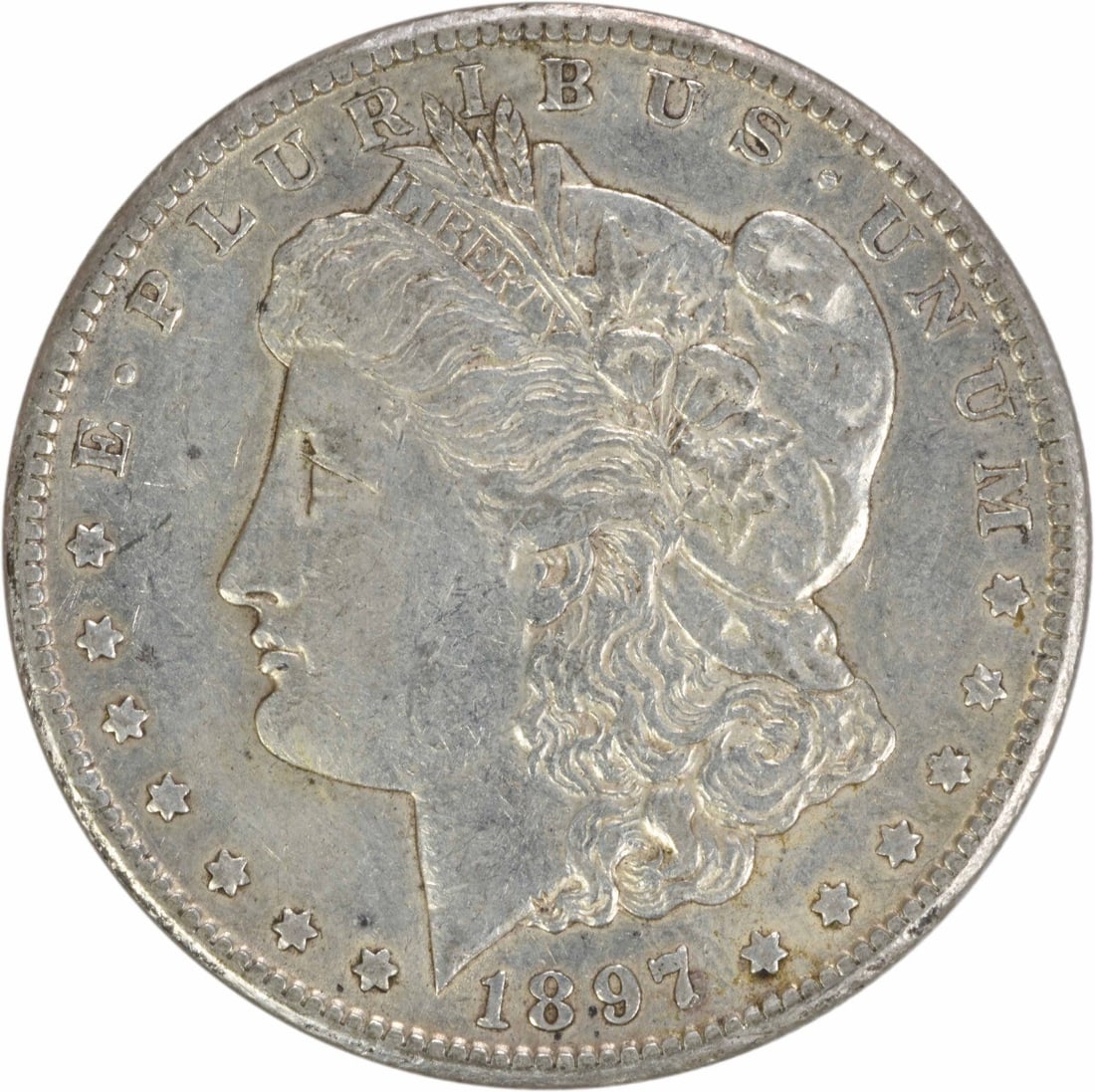 1897-S Morgan Silver Dollar AU Uncertified 90% Silver Coin: 1897-S Morgan Silver Dollar AU Uncertified 90% Silver Coin Discover this 1897-S Morgan Silver Dollar, a remarkable piece of numismatic history. This coin features a stunning design by George T. Morgan