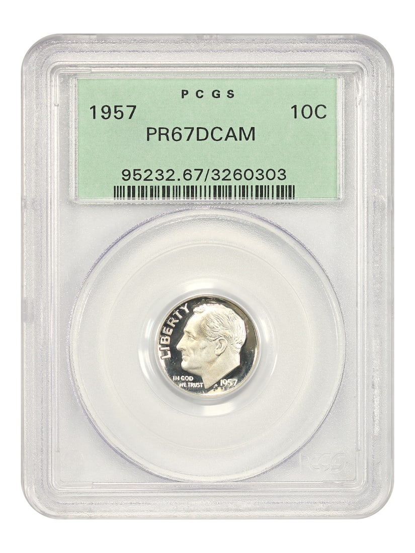 1957 Roosevelt Dime 10C PCGS PR67DCAM in Old Green Holder (1 of 6)
