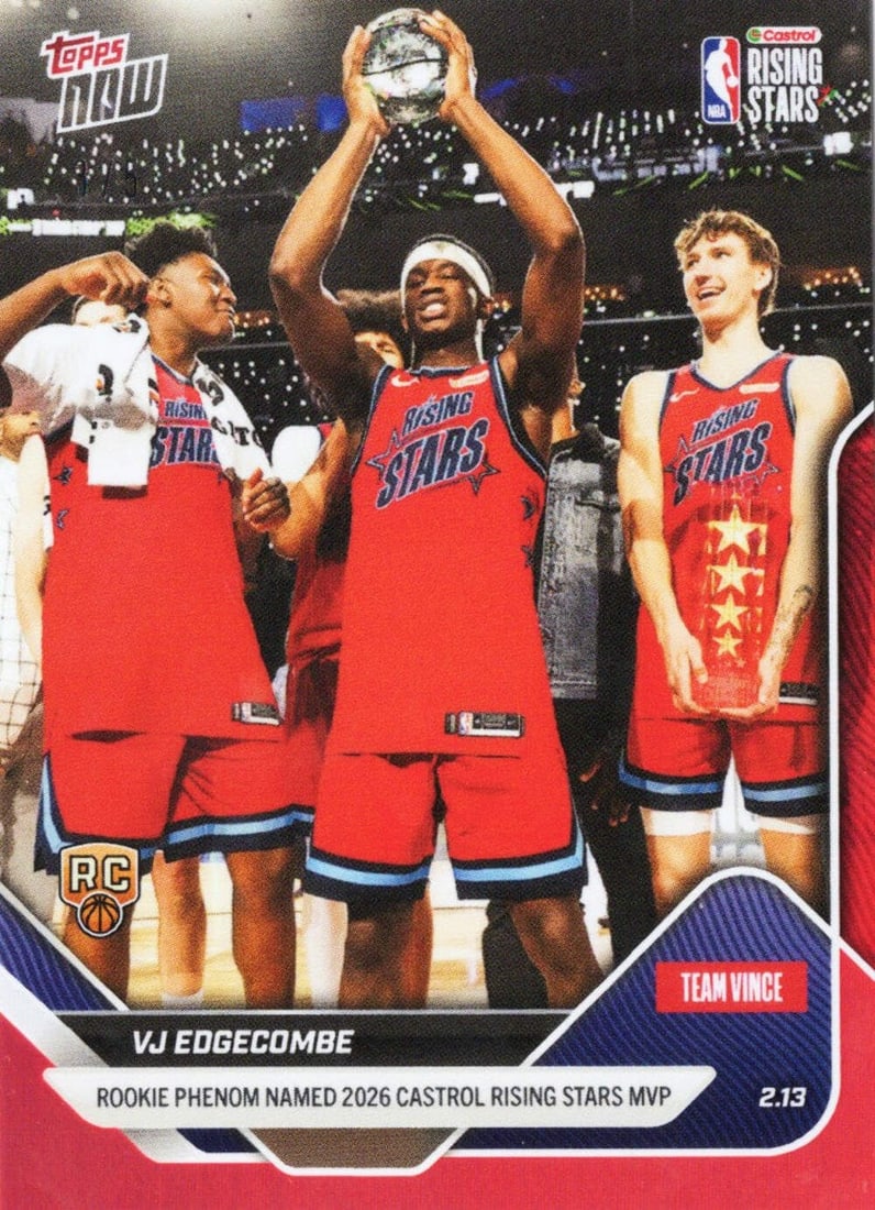 VJ Edgecombe 2025 Red Foil Rookie Card Topps Now #174 Serial Numbered /5 (1 of 2)