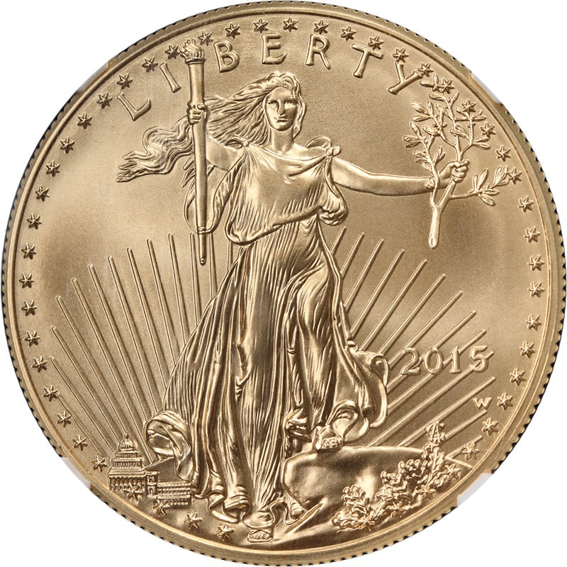 2015-W $50 Gold Eagle Burnished NGC MS70 Early Release Blue Label: 2015-W $50 Gold Eagle Burnished NGC MS70 Early Release Blue Label This 2015-W Gold American Eagle $50 coin is a burnished issue graded MS70 by NGC, signifying a perfect uncirculated condition. It feat