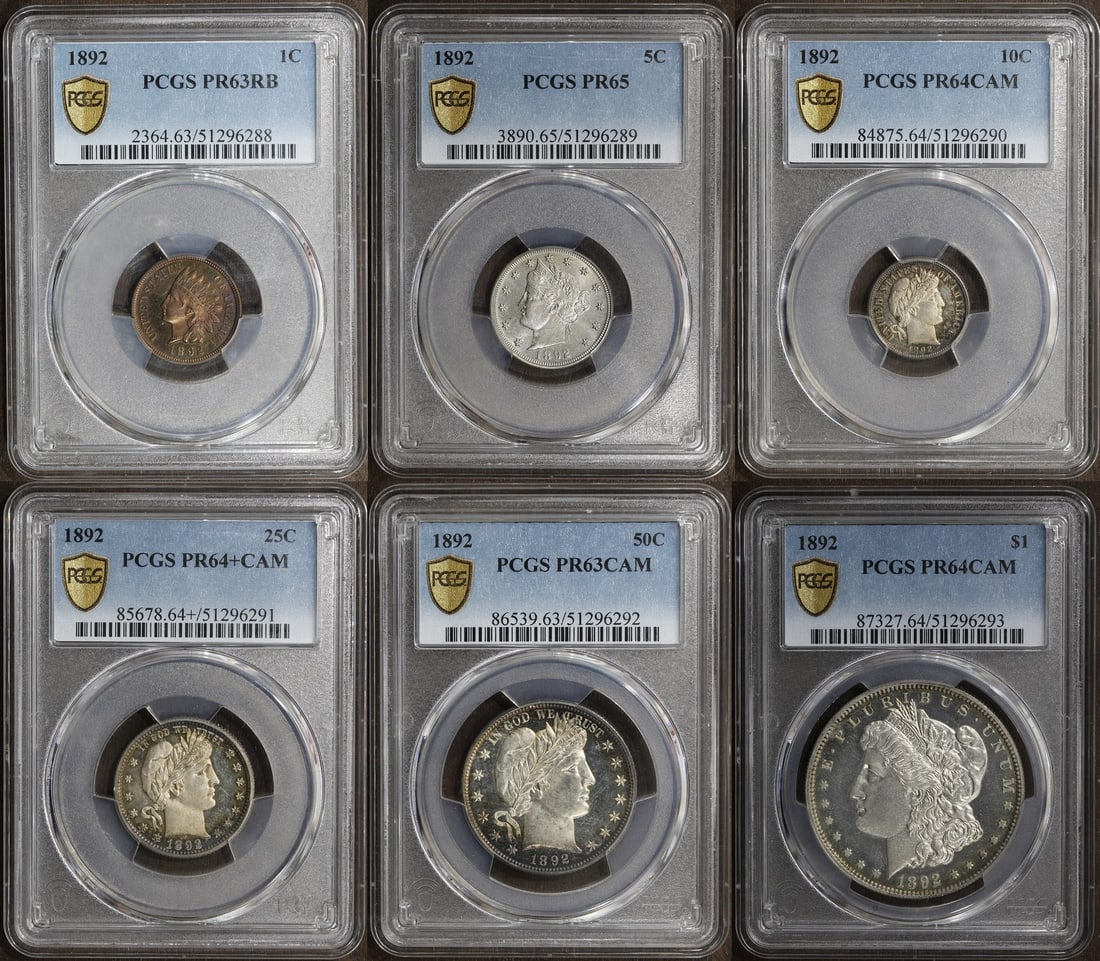 United States 1892 PCGS Certified Proof Coin Set Uncirculated (1 of 8)