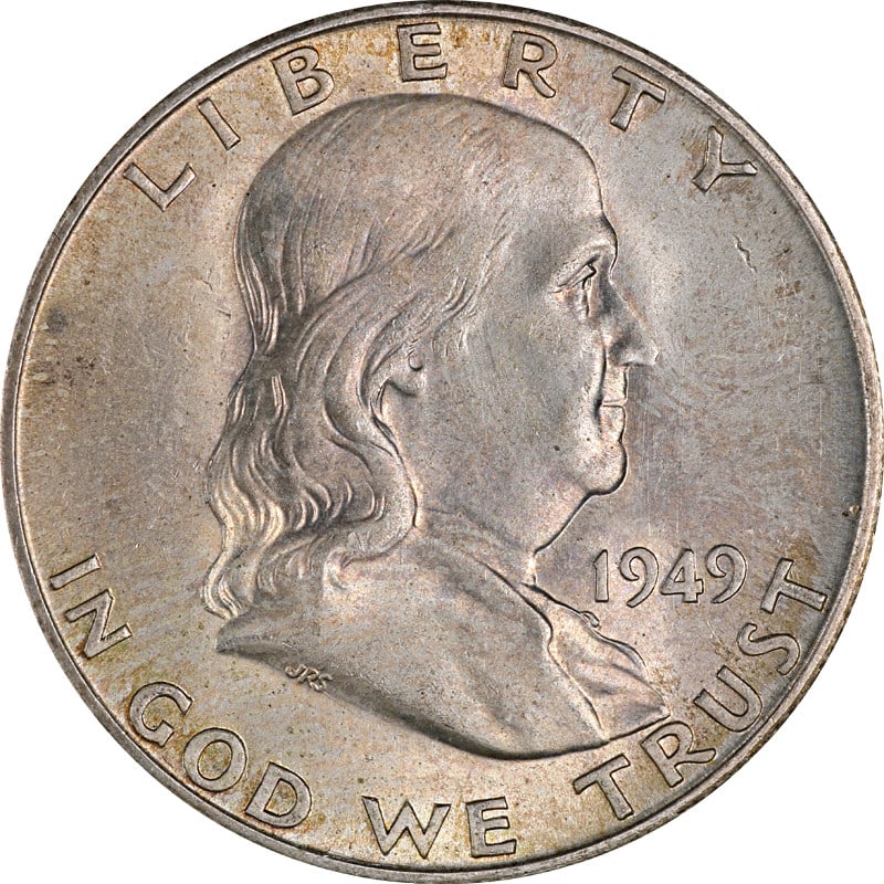 1949 San Francisco Mint Silver Franklin Half Dollar Circulated (1 of 2)