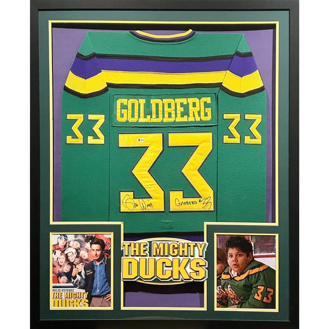 Shaun Weiss Signed Mighty Ducks Framed Jersey Beckett Authenticated: Shaun Weiss Signed Mighty Ducks Framed Jersey Beckett Authenticated This is a beautifully framed autographed jersey of Shaun Weiss, known for his role in The Mighty Ducks. The jersey is authenticated 