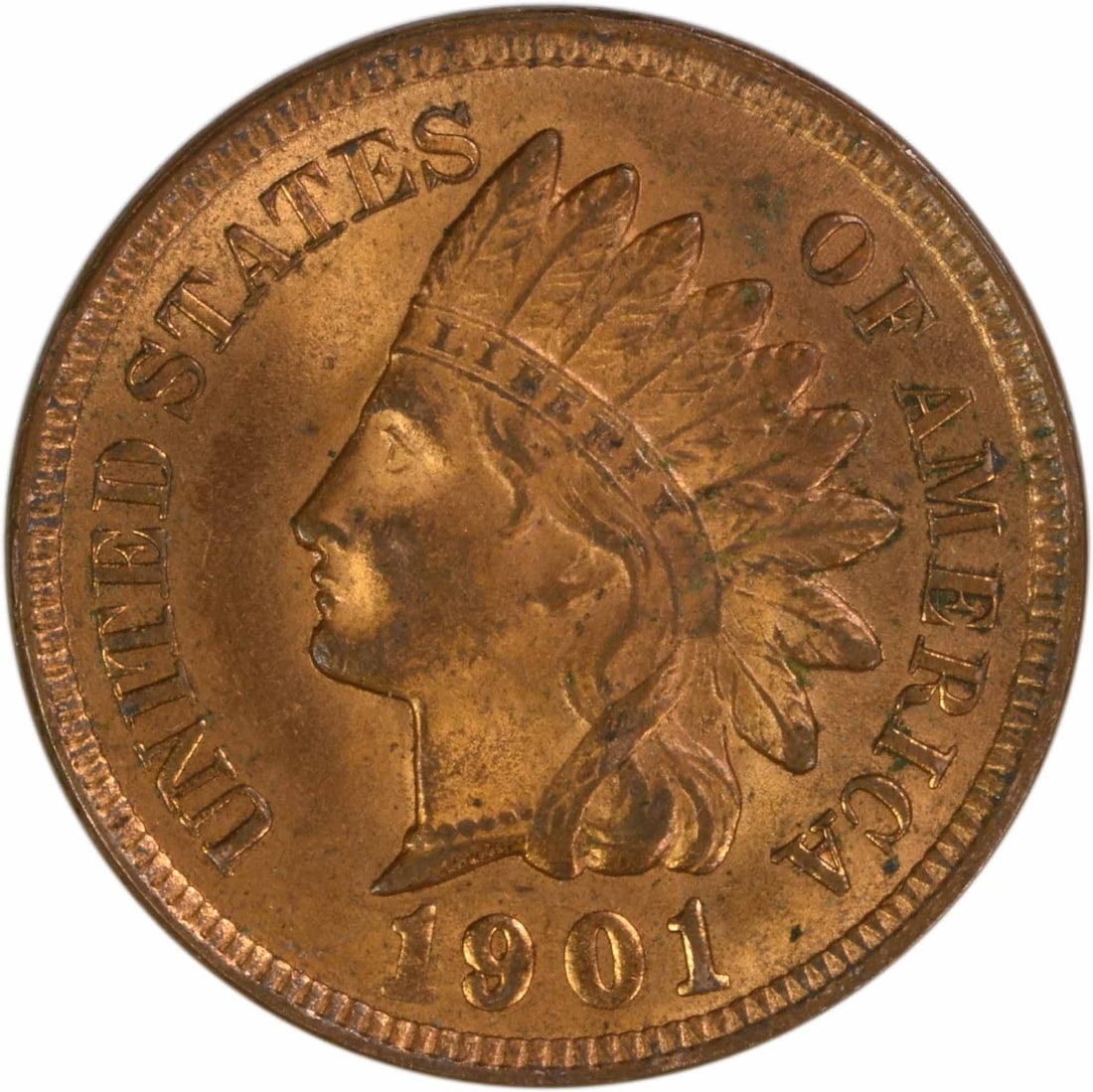 Uncirculated 1901 Indian Head Cent Choice BU Copper Coin (1 of 2)