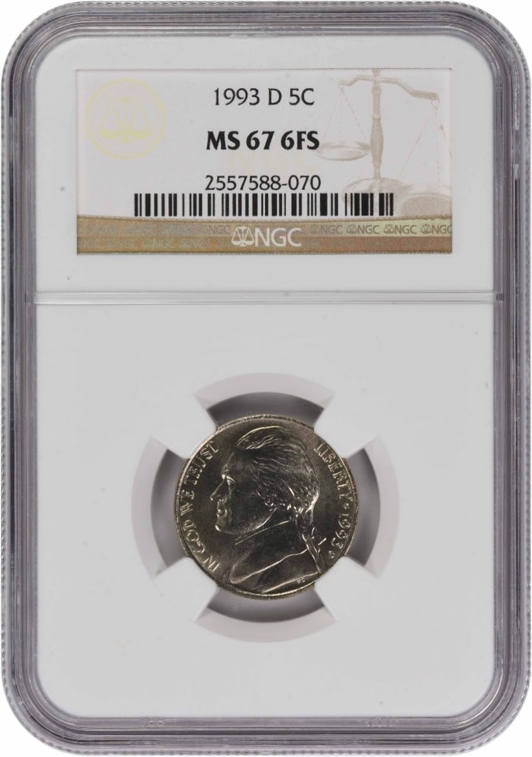 NGC MS67 1993 Denver Jefferson Nickel With 6 Full Steps (1 of 2)