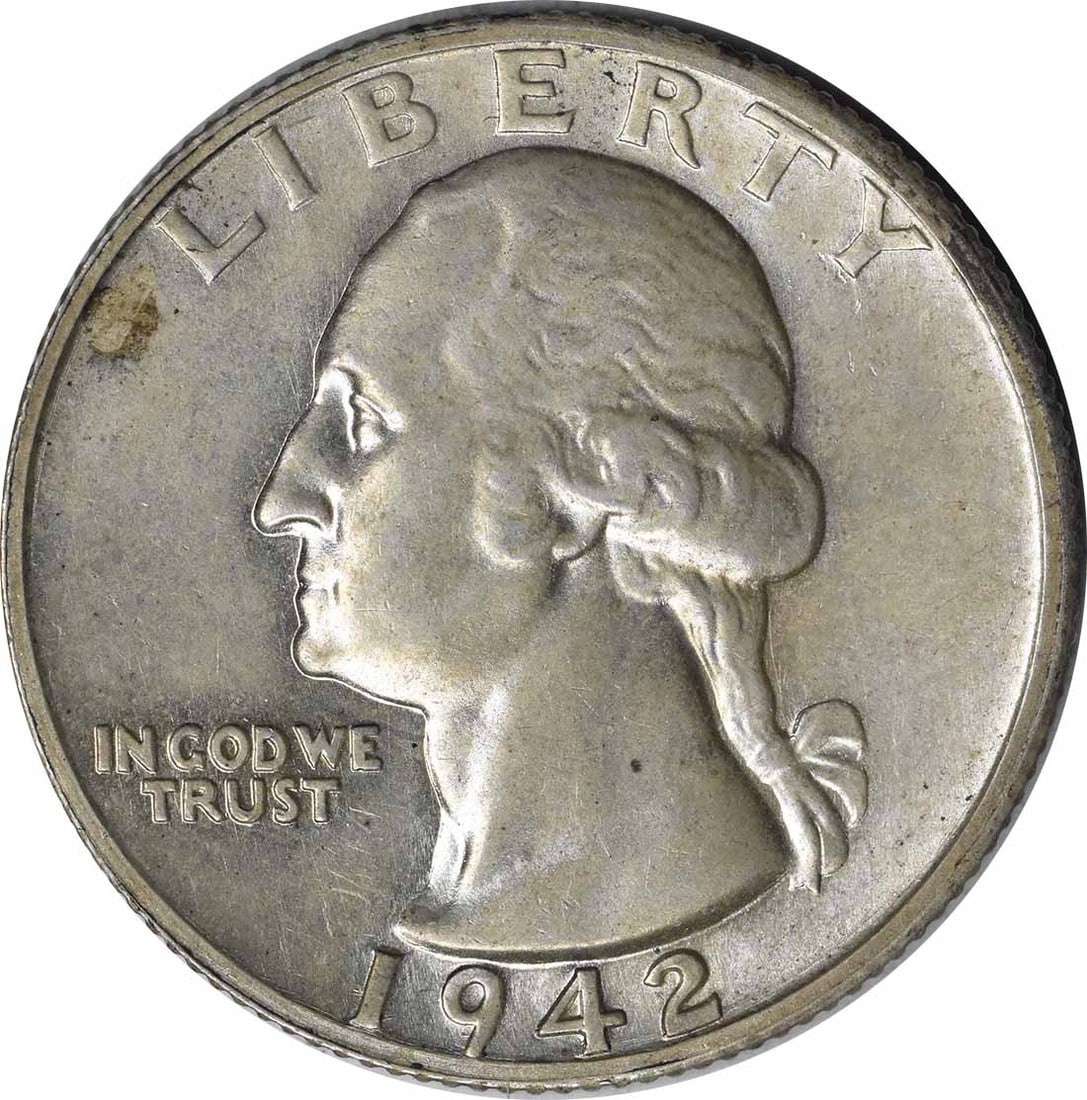Brilliant Uncirculated 1942 S Silver 25C Washington Quarter Uncertified: Brilliant Uncirculated 1942 S Silver 25C Washington Quarter Uncertified This 1942-S Washington Quarter is an uncirculated, pre-owned coin composed of silver. Struck at the San Francisco Mint, it featu