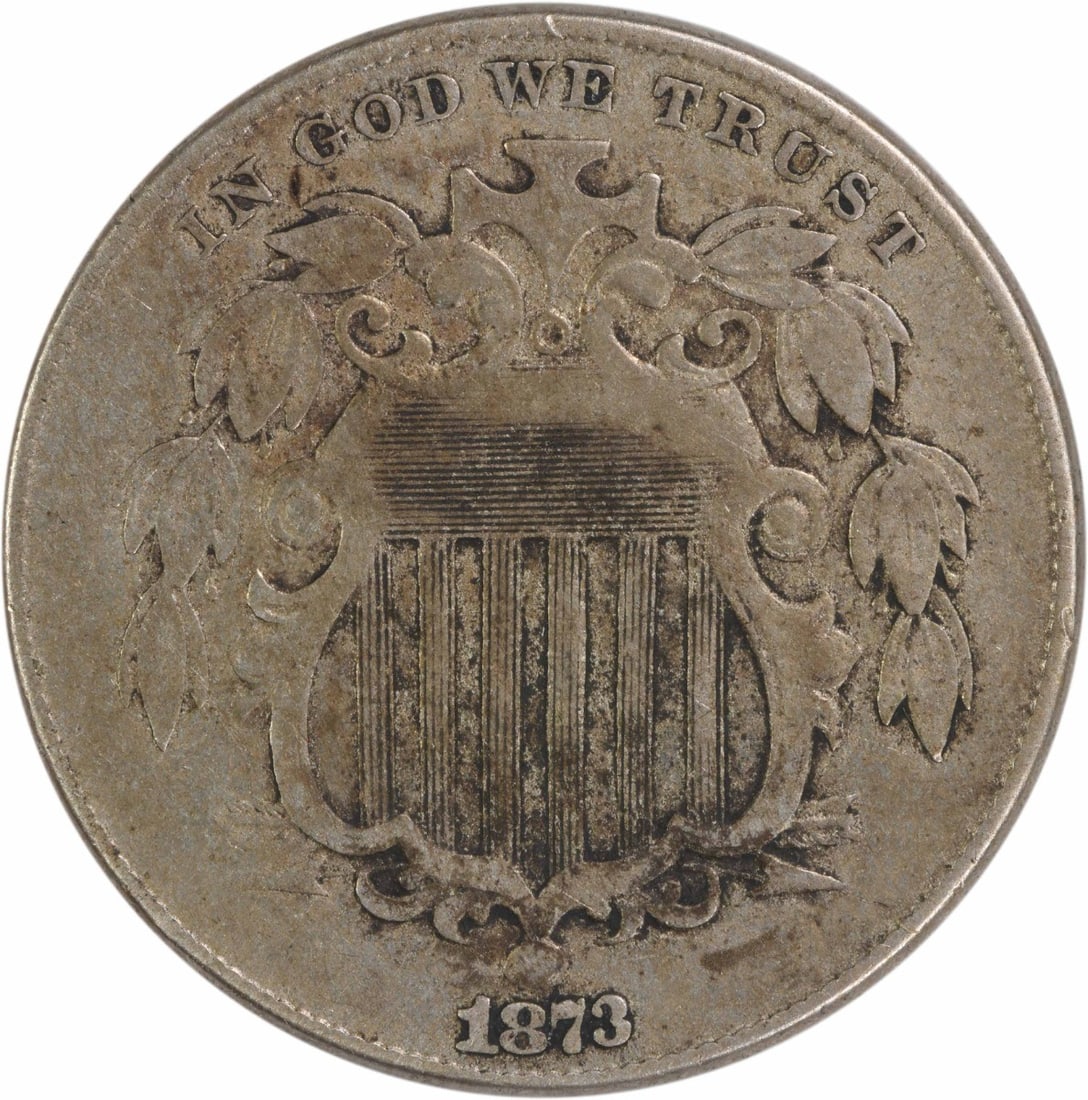 1873 Shield Nickel Open 3 VF Uncertified 5C Philadelphia Mint (1 of 2)
