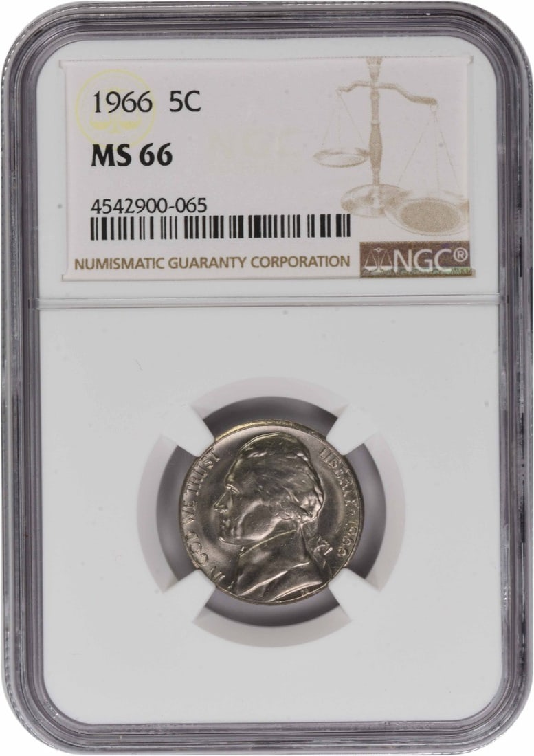 1966 NGC MS66 Jefferson Five Cent Coin Philadelphia (1 of 2)