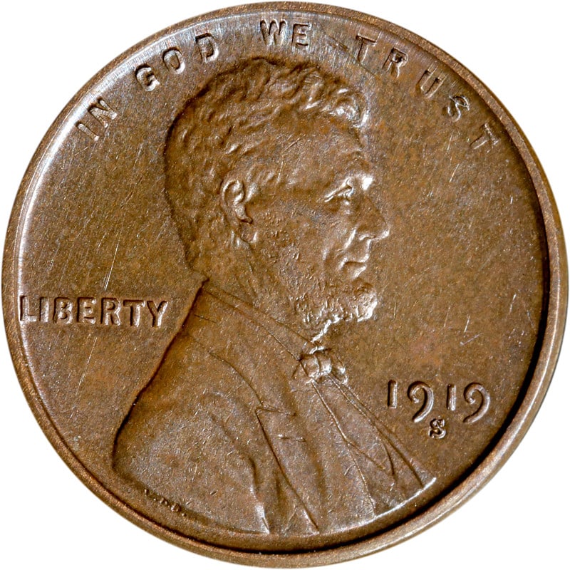 1919-S Lincoln Cent Copper Coin Circulated San Francisco Mint (1 of 2)