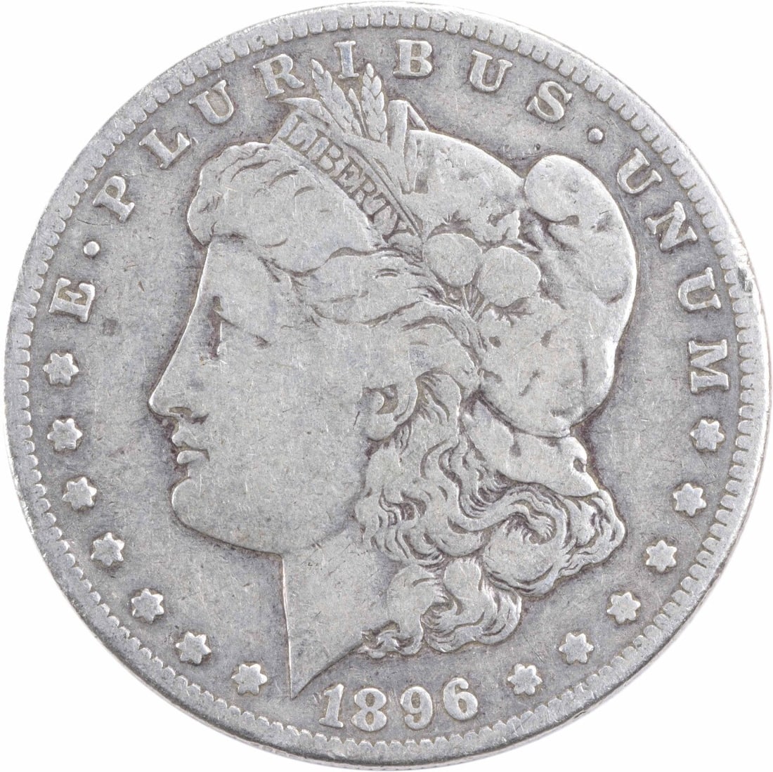 1896-S Morgan Silver Dollar VF Uncertified San Francisco Mint: 1896-S Morgan Silver Dollar VF Uncertified San Francisco Mint This 1896-S Morgan Silver Dollar is a classic piece of American numismatics, featuring a design by George T. Morgan. The coin is composed 