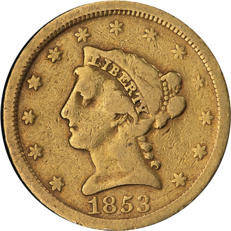 1853 Philadelphia Liberty $2.50 Gold Coin VG Grade Attractive Strike (1 of 2)