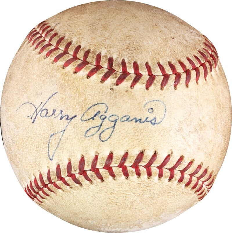 Rare Harry Agganis Signed American League Baseball PSA DNA Certified: Rare Harry Agganis Signed American League Baseball PSA DNA Certified This rare Harry Agganis single-signed Official American League baseball is a treasured collectible for any baseball enthusiast. Cer