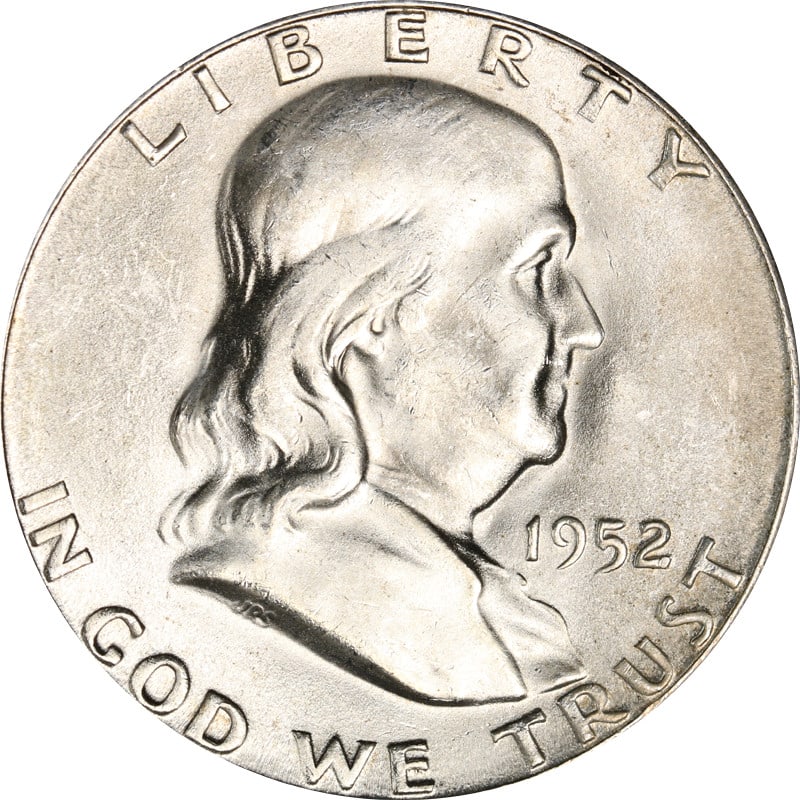 1952 San Francisco Mint Silver Franklin Half Dollar Coin (1 of 2)