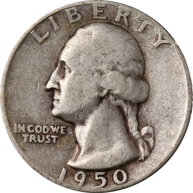 1950 D Over S Silver Quarter United States Circulated Coin: 1950 D Over S Silver Quarter United States Circulated Coin This is a 1950-D/S Washington Quarter from the United States. The coin is composed of silver and was minted in Denver with an overstrike from