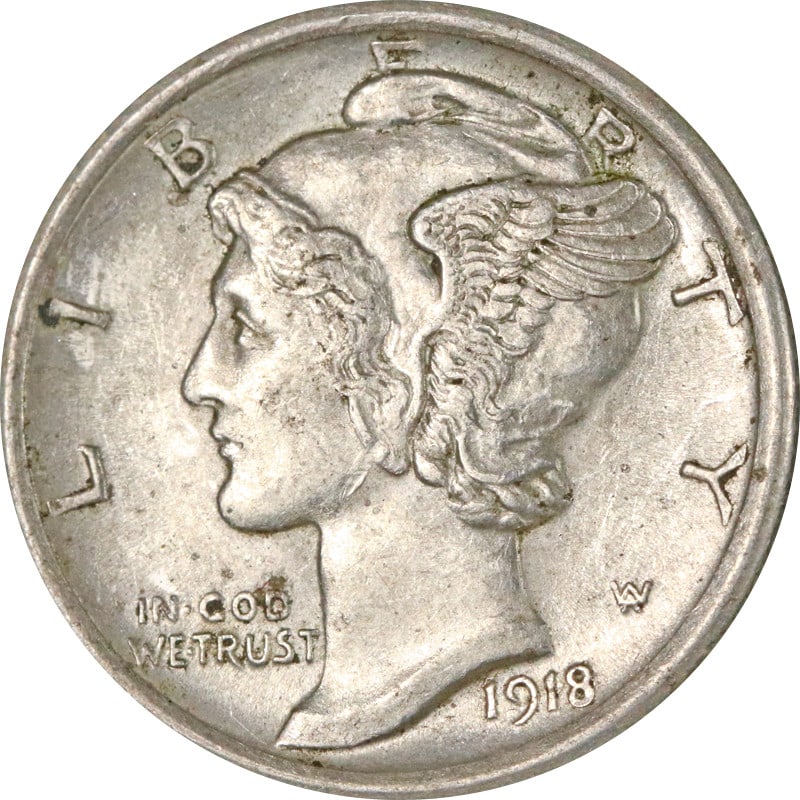 1918 Philadelphia Mint Silver Mercury Dime United States Coin: 1918 Philadelphia Mint Silver Mercury Dime United States Coin This is a 1918-P Mercury Dime from the United States, composed of 90% silver. The coin is circulated and uncertified, making it a collecti