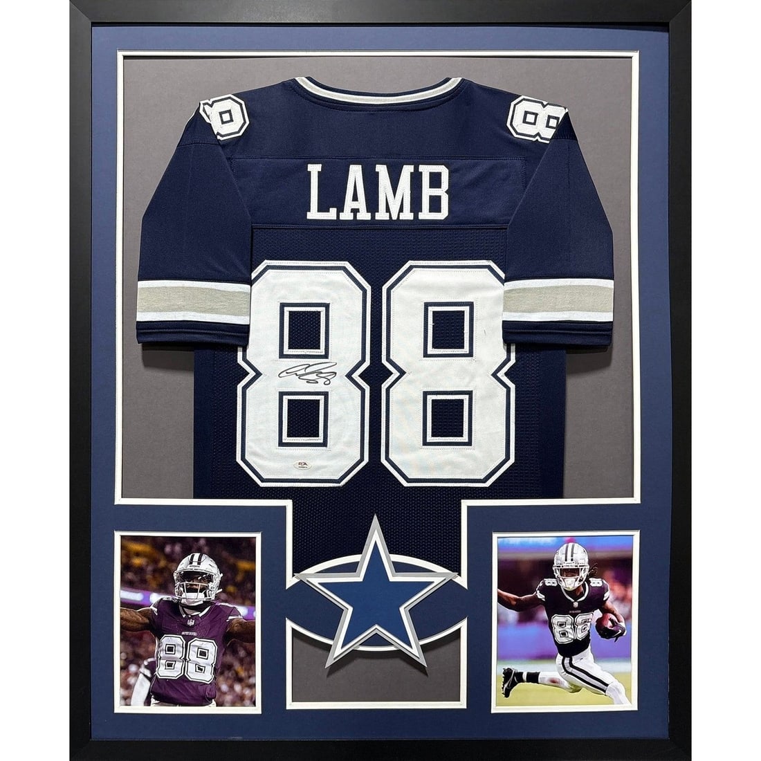 Ceedee Lamb Autographed Framed Jersey Dallas Cowboys Beckett Authentication: Ceedee Lamb Autographed Framed Jersey Dallas Cowboys Beckett Authentication This autographed Ceedee Lamb jersey is beautifully framed and authenticated by Beckett, a leader in sports memorabilia. The 