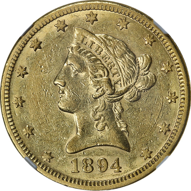 NGC AU53 1894-O Liberty $10 Gold Coin with Strong Luster (1 of 4)