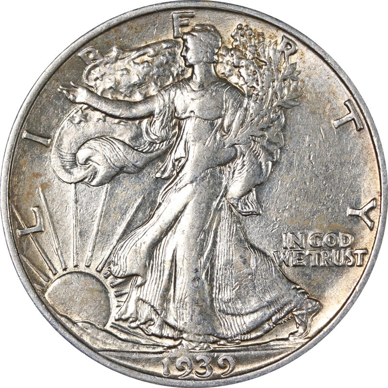 1939 S Silver Half Dollar Walking Liberty San Francisco Mint: 1939 S Silver Half Dollar Walking Liberty San Francisco Mint This is a 1939-S Walking Liberty Half Dollar from the United States, composed of 90% silver. The coin is circulated and is in pre-owned con