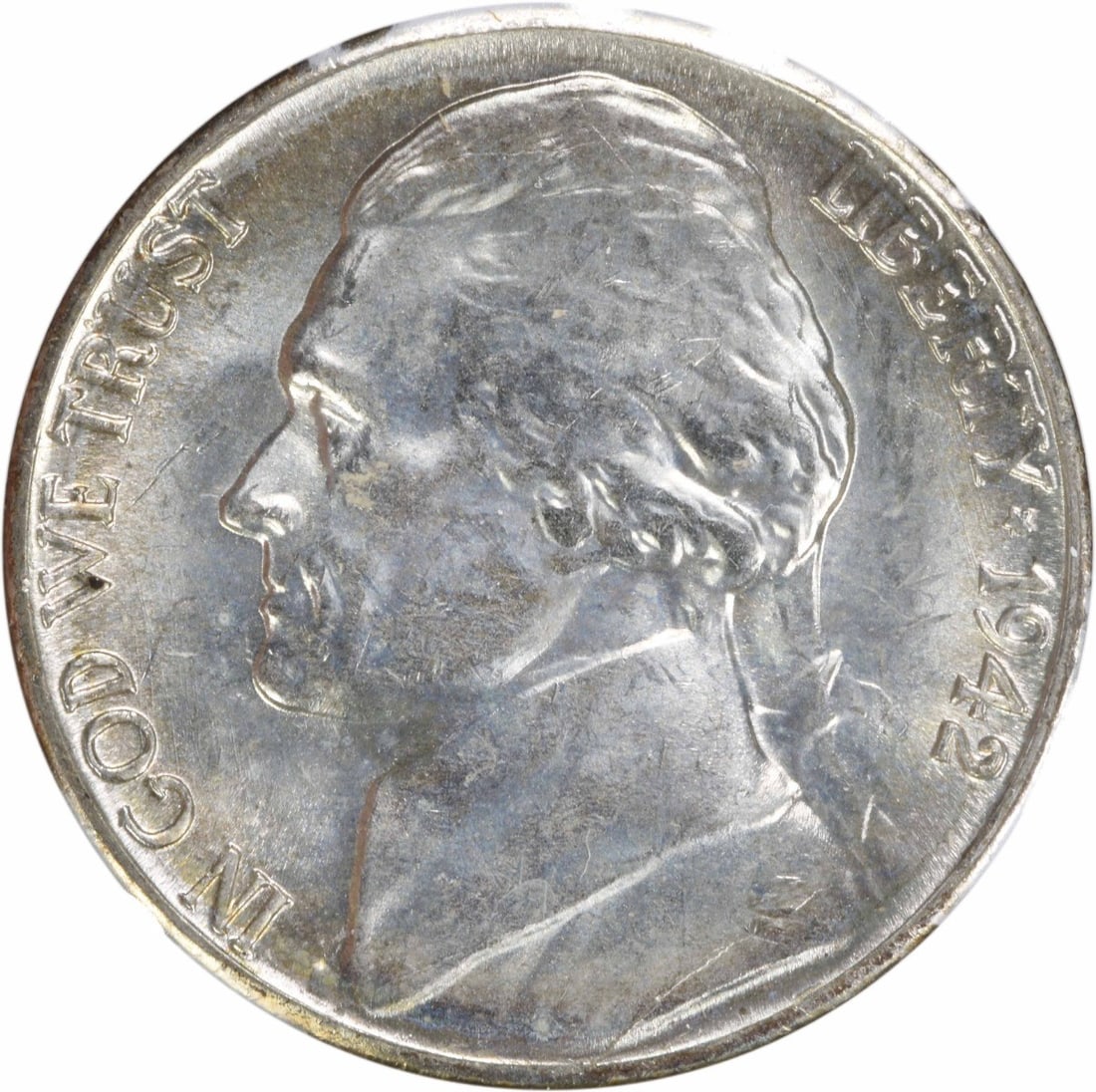 Uncirculated 1942-S Jefferson Nickel Doubled Die Obverse Variety: Uncirculated 1942-S Jefferson Nickel Doubled Die Obverse Variety This is a 1942-S Jefferson Nickel featuring a double die obverse (DDO 1-O-11). The coin is uncertified and in choice brilliant uncircul