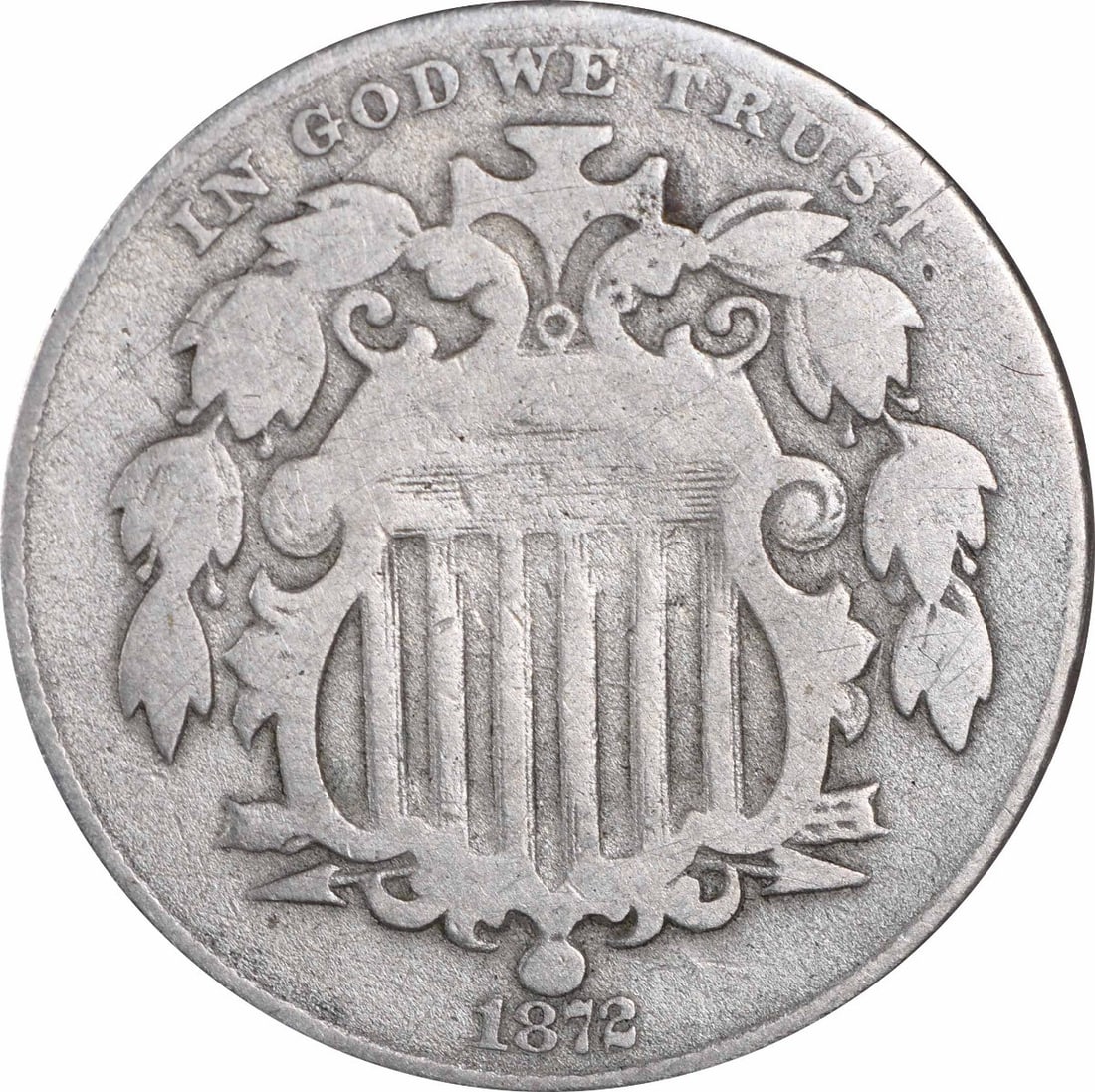 1872 Shield Nickel VG Circulated 5C Philadelphia Mint (1 of 2)