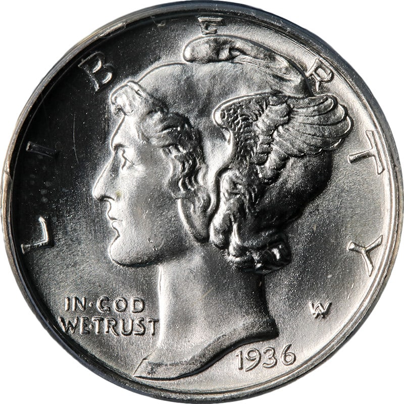 ANACS MS64 FSB 1936-S Silver Mercury Dime Uncirculated: ANACS MS64 FSB 1936-S Silver Mercury Dime Uncirculated This 1936-S Mercury Dime is graded MS64 Full Split Bands (FSB) by ANACS and is uncirculated. The coin features strong strike, bright white color,