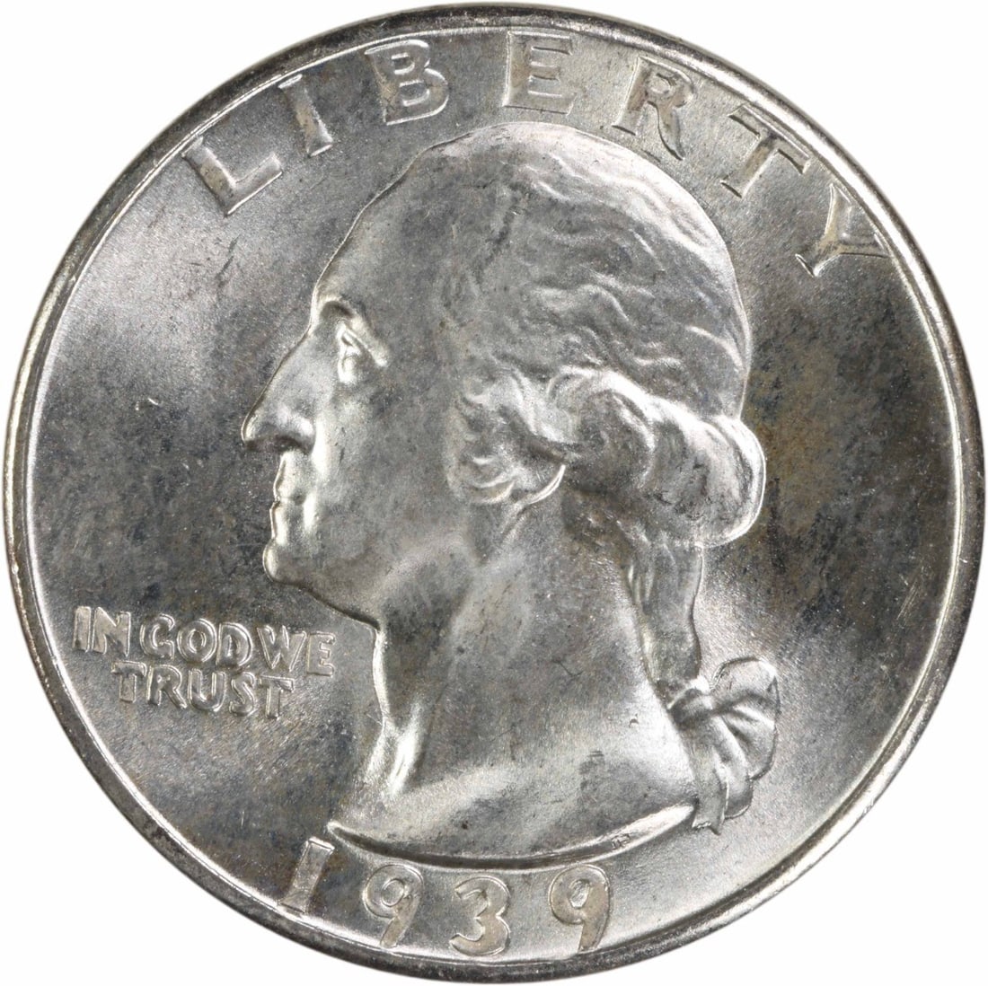 Uncirculated 1939 D Silver 25C Washington Quarter Choice BU Plus (1 of 2)