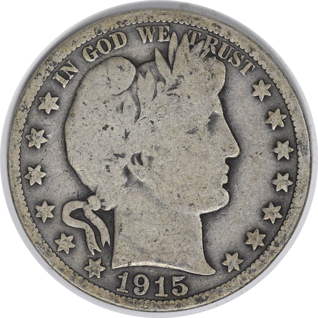1915 Barber Half Dollar 50C 90% Silver VG Uncertified Philadelphia: 1915 Barber Half Dollar 50C 90% Silver VG Uncertified Philadelphia This 1915 Barber Silver Half Dollar is a classic addition to any coin collection. Featuring the renowned design by Charles E. Barber,