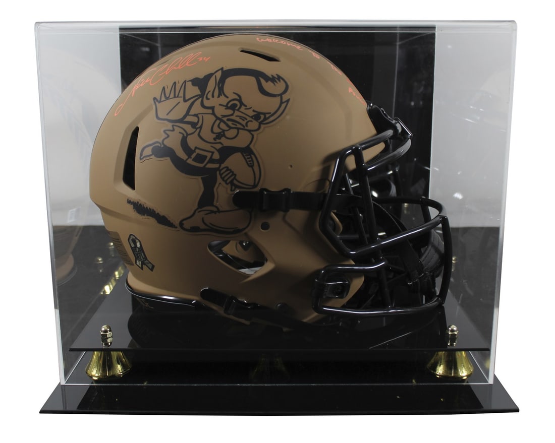 Nick Chubb Autographed Browns Salute To Service Helmet With Beckett Case (1 of 4)