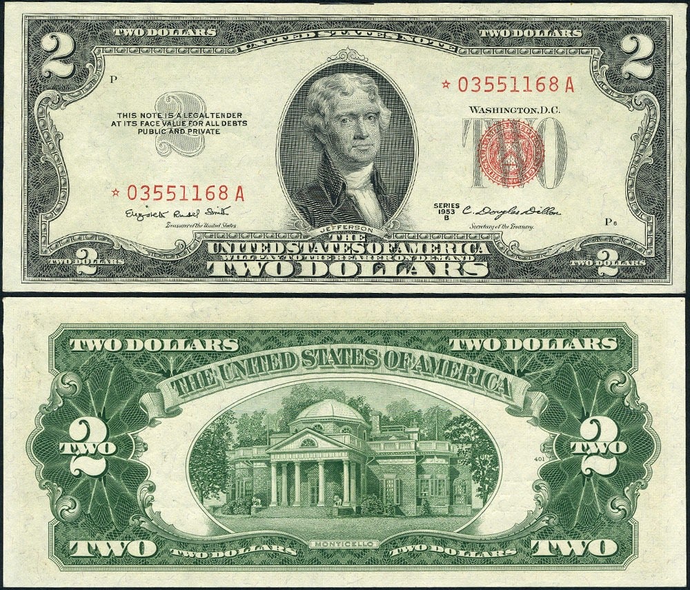 1953-B $2 Legal Tender Star Note FR. 1511* Choice CU+: 1953-B $2 Legal Tender Star Note FR. 1511* Choice CU+ This $2 Legal Tender note from 1953-B features the designation FR. 1511* and is graded as Choice Uncirculated (CU+). It boasts excellent paper qua