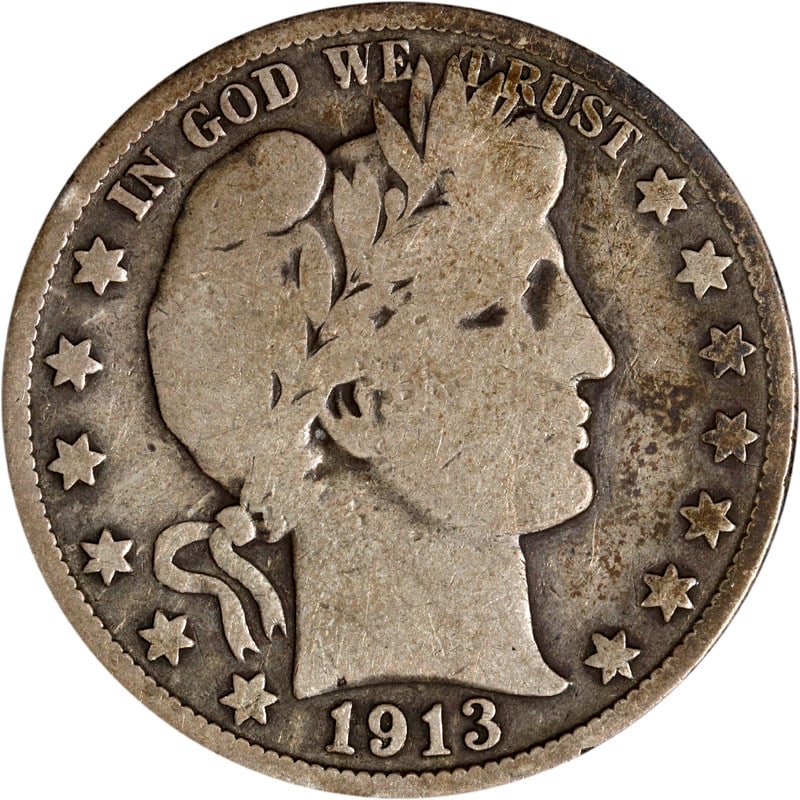 1913 Silver Half Dollar Philadelphia Mint United States Coin: 1913 Silver Half Dollar Philadelphia Mint United States Coin This 1913-P Barber Half Dollar is a circulated coin minted in Philadelphia. Composed of silver, it originates from the United States and is
