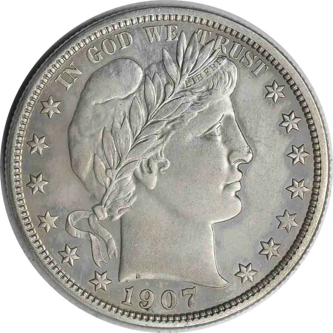 1907-D Barber Silver Half Dollar 50C AU Uncertified Coin: 1907-D Barber Silver Half Dollar 50C AU Uncertified Coin This 1907-D Barber Silver Half Dollar is a historical coin featuring the classic design by Charles E. Barber. Struck in Denver, this coin is pa