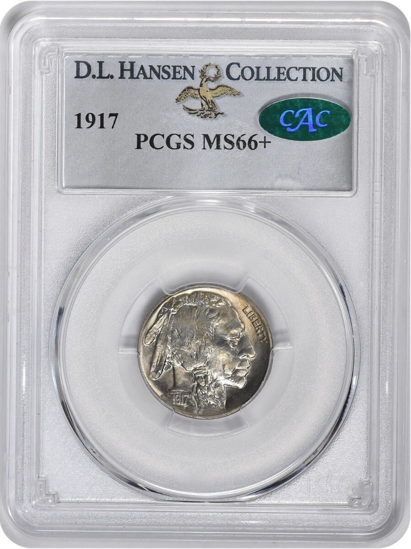 1917 Buffalo Nickel MS66+ PCGS CAC Certified Uncirculated: 1917 Buffalo Nickel MS66+ PCGS CAC Certified Uncirculated This stunning 1917 Buffalo Nickel is graded MS66+ by PCGS, ensuring its exceptional quality and brilliance. As an uncirculated coin, it featur