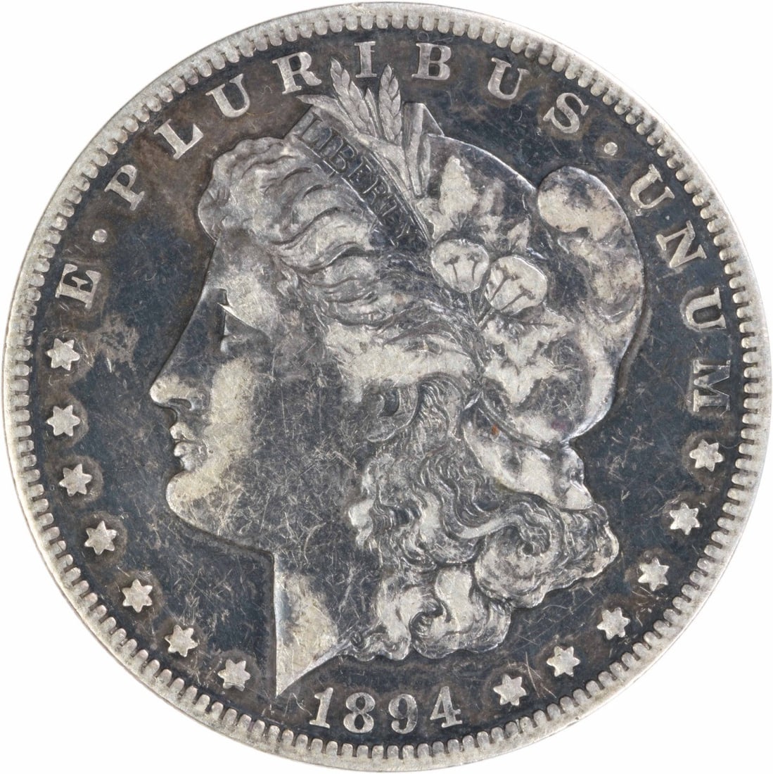San Francisco Mint 1894 Morgan Dollar VF Uncertified Silver Coin: San Francisco Mint 1894 Morgan Dollar VF Uncertified Silver Coin This 1894-S Morgan Silver Dollar is a circulated, pre-owned coin graded as Very Fine (VF). Minted in San Francisco, it features a compo