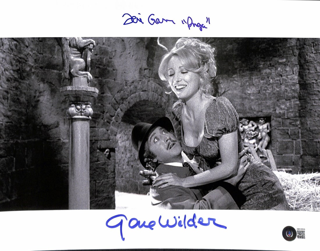 11x14 Photo Signed by Gene Wilder and Teri Garr Beckett Authenticated: 11x14 Photo Signed by Gene Wilder and Teri Garr Beckett Authenticated This 11x14 black and white photograph from the movie Young Frankenstein features authentic signatures of actors Gene Wilder and Te