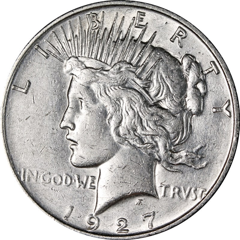 1927 Denver Mint Silver Peace Dollar United States Coin (1 of 2)