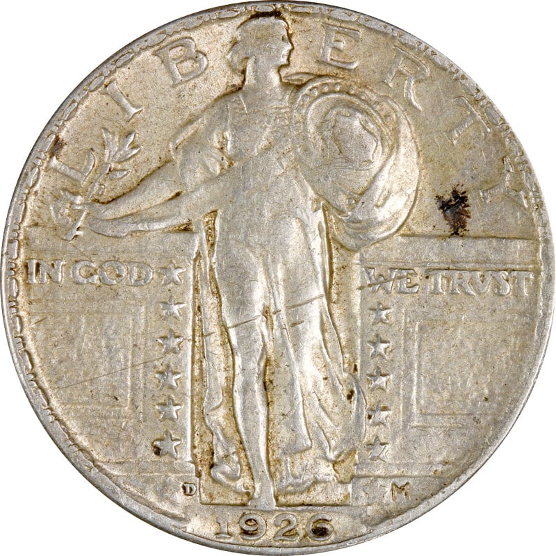 1926-D Standing Liberty Quarter Silver Coin Circulated: 1926-D Standing Liberty Quarter Silver Coin Circulated This 1926-D Standing Liberty Quarter is a notable piece for collectors. It showcases a classic design and is made of silver with a fineness of 0.