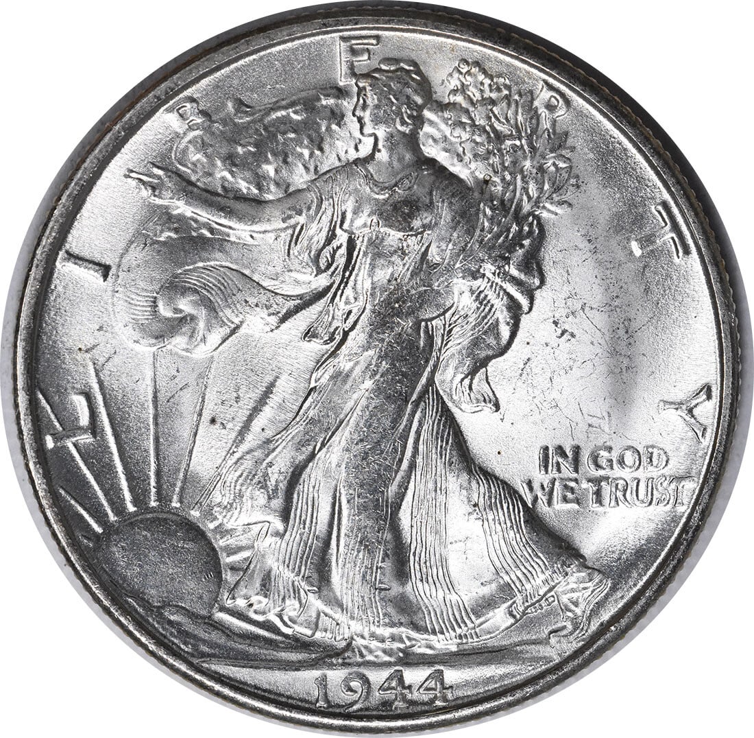 1944-S/S Walking Liberty Silver Half Dollar Choice BU Uncertified: 1944-S/S Walking Liberty Silver Half Dollar Choice BU Uncertified This 1944-S/S Walking Liberty Silver Half Dollar is an exceptional piece in Choice Brilliant Uncirculated condition. This coin feature