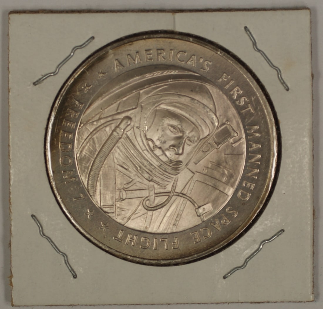 Silver Freedom VII Medal Honoring America's First Crewed Space Mission in Holder: Silver Freedom VII Medal Honoring America's First Crewed Space Mission in Holder This Freedom VII silver medal commemorates America's first manned space flight and comes presented in a 2x2 flip. The m