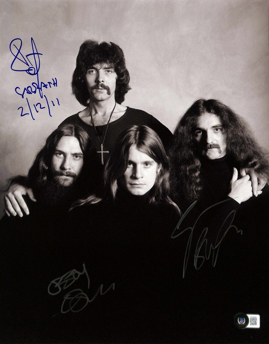 Black Sabbath Signed 11x14 Photo by Ozzy Osbourne Geezer Butler Bill Ward BECKETT: Black Sabbath Signed 11x14 Photo by Ozzy Osbourne Geezer Butler Bill Ward BECKETT This 11x14 photo features the legendary members of Black Sabbath: Ozzy Osbourne, Geezer Butler, and Bill Ward. The pho