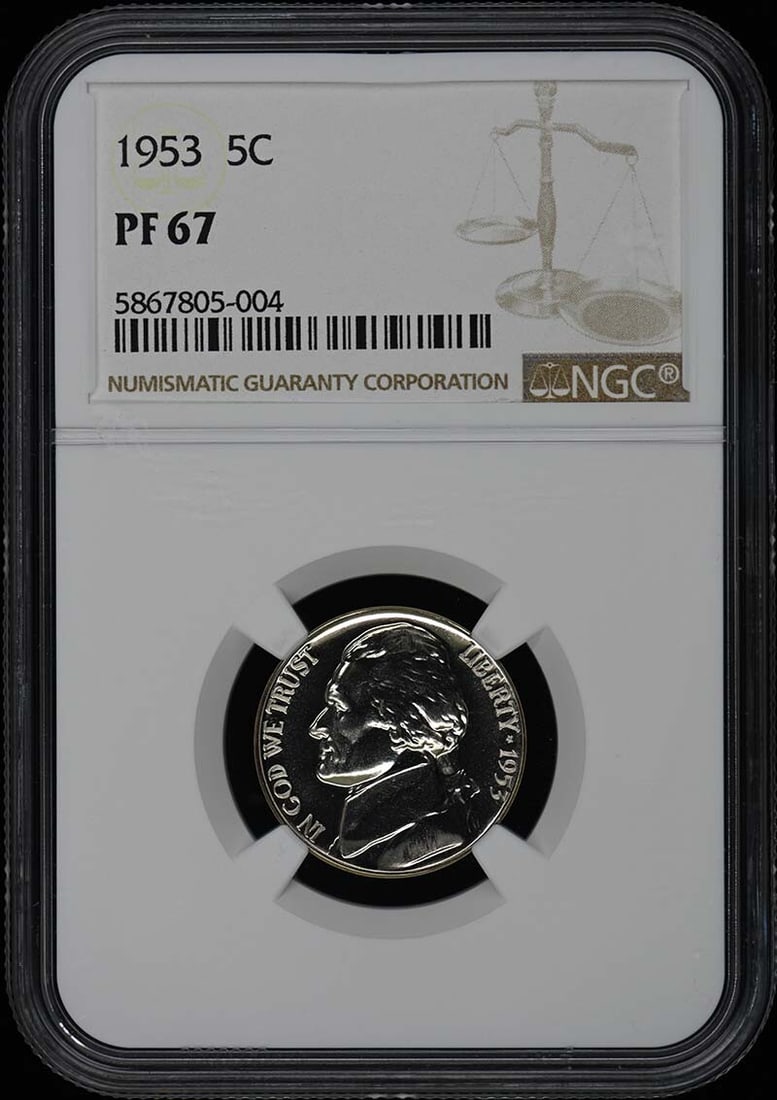 1953 Jefferson Nickel NGC PR67 Uncirculated Proof Coin (1 of 2)