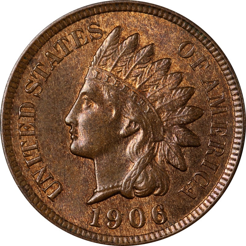 1906 Copper Indian Head Cent from United States: 1906 Copper Indian Head Cent from United States This is a 1906 Indian Cent from the United States, composed of copper. The coin is circulated and uncertified, and is in pre-owned condition. Specificat