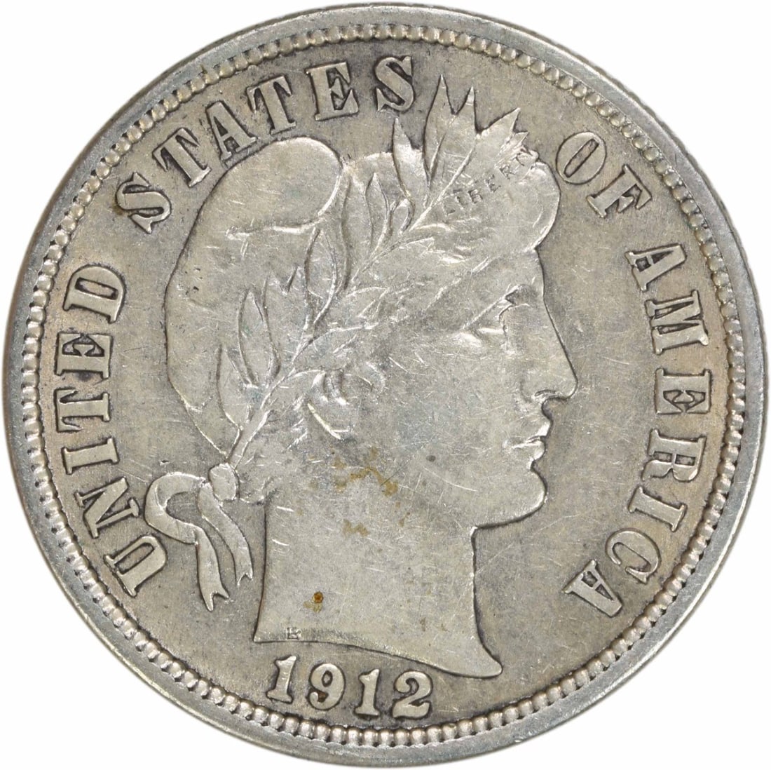 1912 Barber Silver Dime AU Uncertified 90% Silver 10C Coin: 1912 Barber Silver Dime AU Uncertified 90% Silver 10C Coin This 1912 Barber Silver Dime is a stunning example of American coinage, featuring the iconic design by Charles E. Barber. The coin is classif