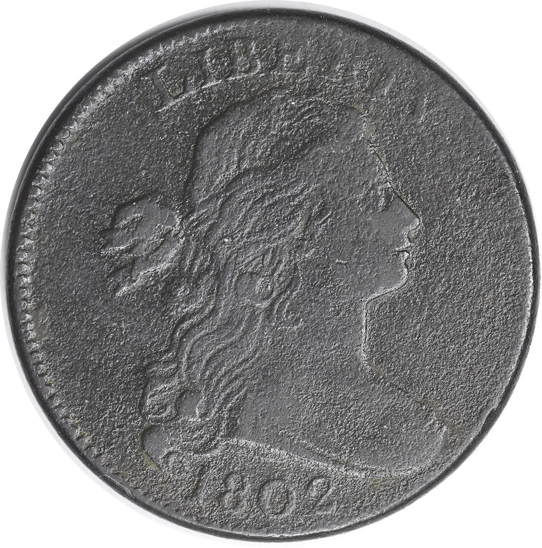 1802 Draped Bust Large Cent Copper VF Uncertified Coin: 1802 Draped Bust Large Cent Copper VF Uncertified Coin This 1802 Large Cent is a fascinating piece of numismatic history. Featuring the iconic Draped Bust design by Robert Scot, this coin boasts a dia