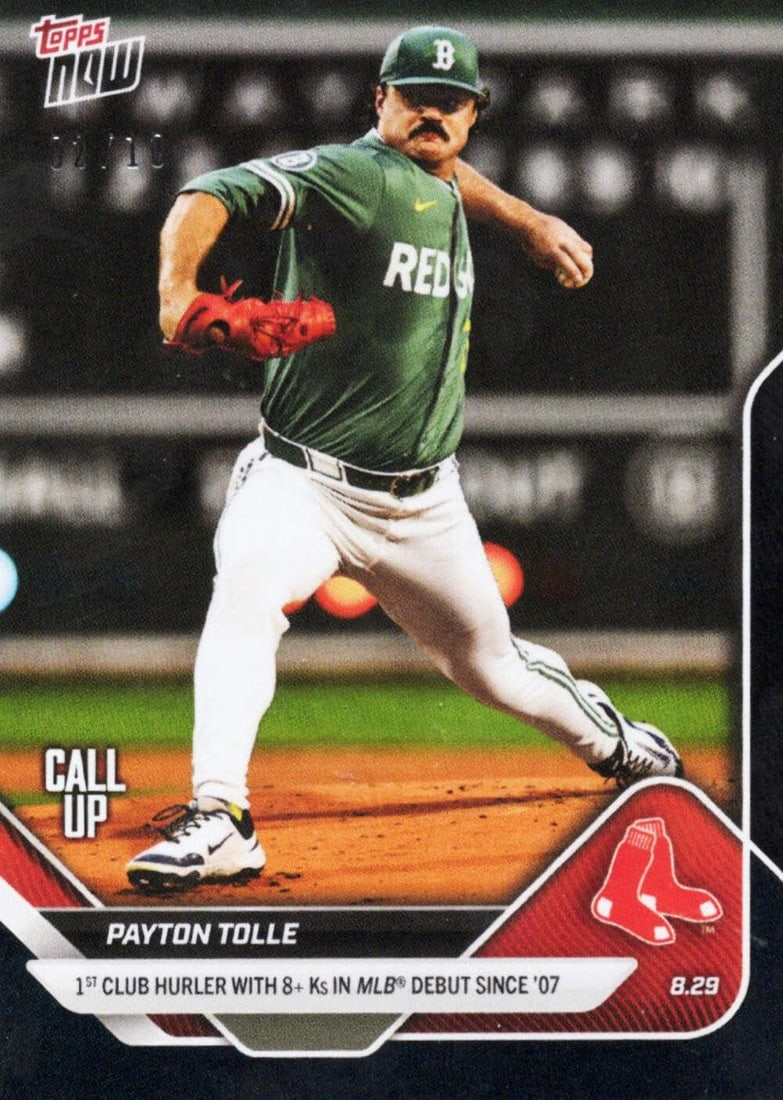 2025 Topps Now Payton Tolle #626 Black Foil /10 RC Baseball Card: 2025 Topps Now Payton Tolle #626 Black Foil /10 RC Baseball Card This is a 2025 Topps Now Payton Tolle #626 Black Foil baseball card, limited to just 10 copies, featuring the rookie card of Payton Tol