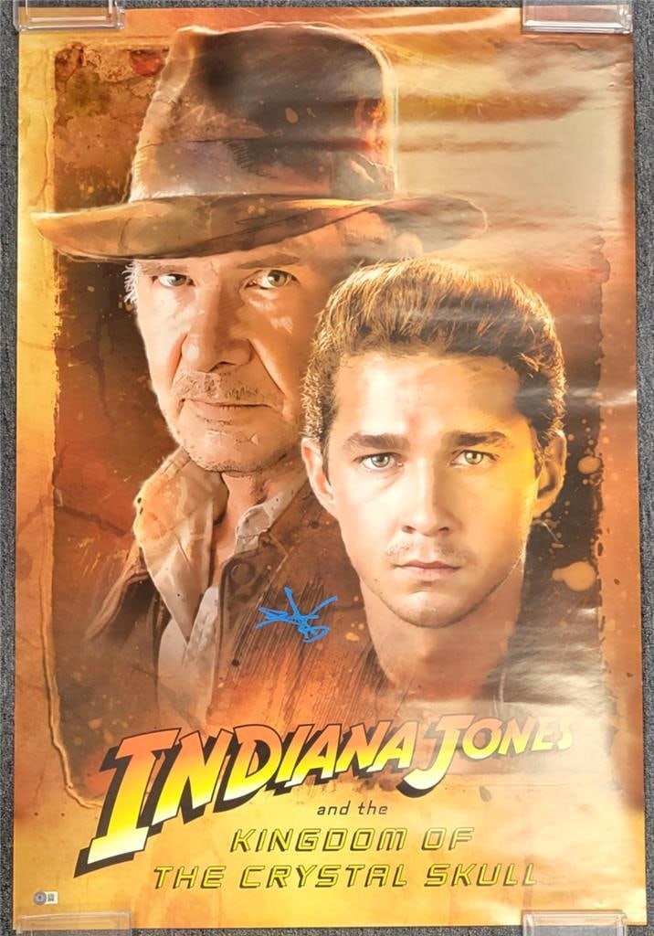 Shia LaBeouf Autographed Indiana Jones Crystal Skull Poster BAS 27x40: Shia LaBeouf Autographed Indiana Jones Crystal Skull Poster BAS 27x40 This is an original 27x40 poster from the movie "Indiana Jones and the Kingdom of the Crystal Skull," signed by Shia LaBeouf. The 
