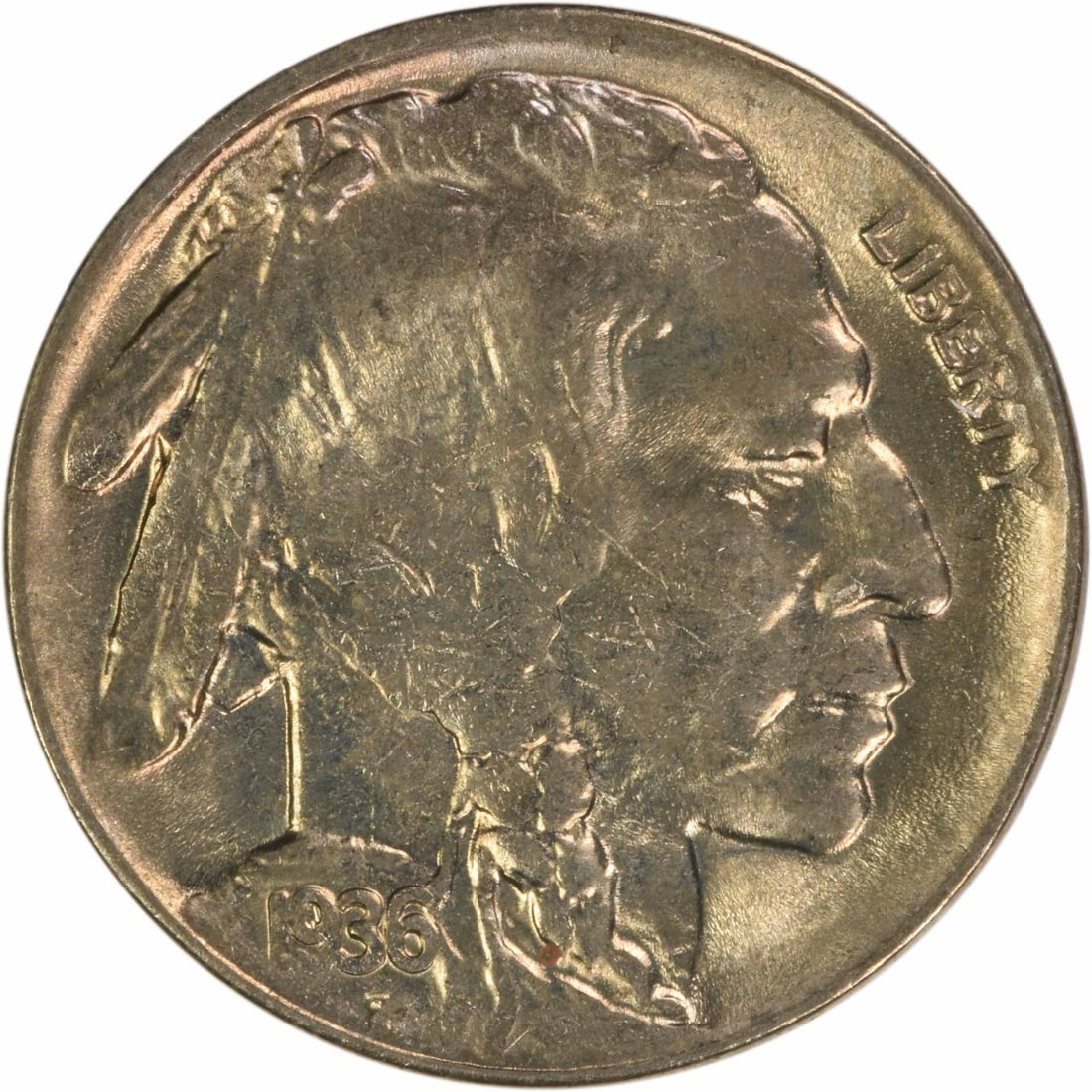 1936 Denver Mint Buffalo Nickel Uncirculated Choice BU Plus Uncertified: 1936 Denver Mint Buffalo Nickel Uncirculated Choice BU Plus Uncertified This is a 1936-D Buffalo Nickel from the United States, featuring the Denver mint mark. The coin is uncirculated and graded as C